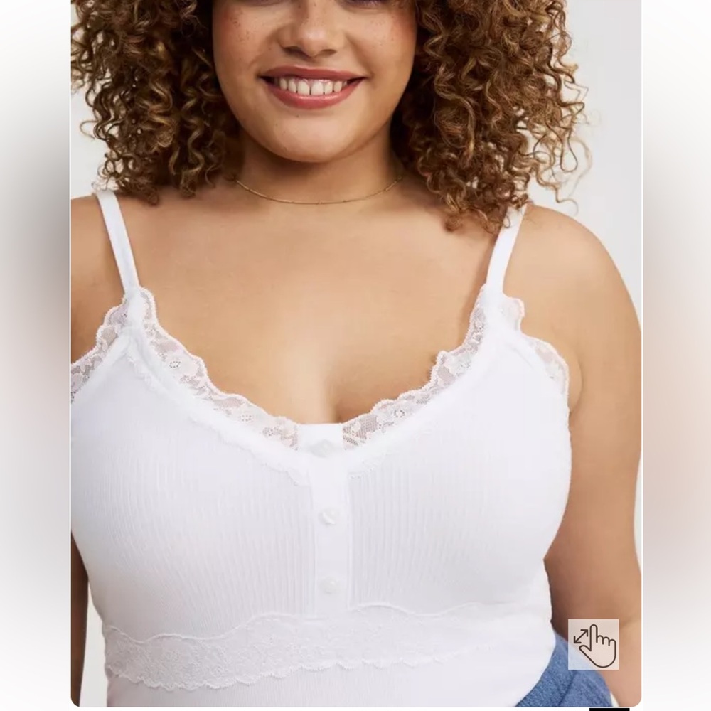 2 torrid White Ribbed Lace-Trim Cami’s - Picture 3 of 8